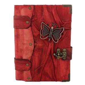   on a Red Handmade Leather Bound Journal MM022