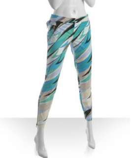 Emilio Pucci turquoise cotton printed tapered pants   up to 70 