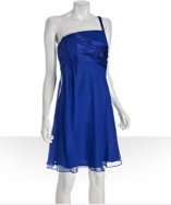 style #306857101 royal blue chiffon one shoulder ruched dress
