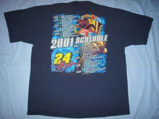 Jeff Gordon #24 2001 Nascar Driver Racing Schedule T Shirt X Large 