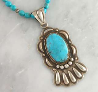   Delgarito Sterling Silver Turquoise Necklace Native American Navajo