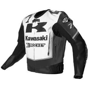 Joe Rocket Kawasaki Racing Replica Leather Motorcycle Jacket White 