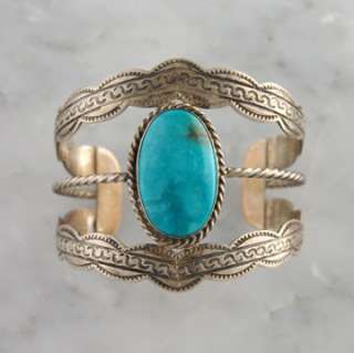 Robert Livingston Turquoise Bracelet Navajo Sterling Silver Native 