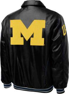 Michigan Wolverines Faux Leather Full Zip Varsity Jacket  