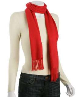 Kashmere red cashmere fringed scarf   