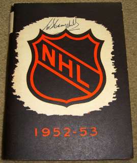 Clarence Campbell signed 1952 1953 NHL media guide D. 1984 HOF  