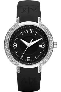   Exchange Crystal Accented Black Rubber Womens Watch AX5060  