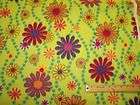 colorful daisies on green floral flowers fleece blanket fabric 2yds