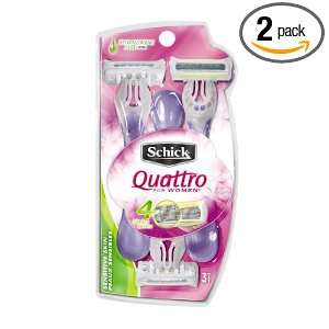 Schick Quattro For Women Disposable Sensitive Skin, 3 Count (Pack of 2 