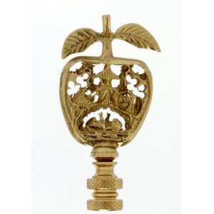  Solid Brass Lamp Finial 2 3/4 Inch Tall Carved Apple