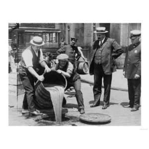 Police Pour Barrel of Liquor into the Sewer NYC Photo   New York, NY 