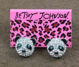 Free Ship Betsey Johnson Panda Necklace Earrings Ring  
