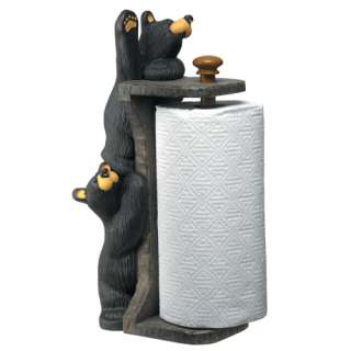 Curious Cubs Paper Towel Holder  Big sky Carvers bearfoots Black bear 