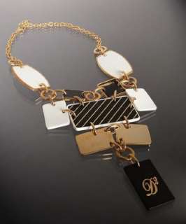 Dsquared2 gold wood and plastic square bib necklace   up to 70 