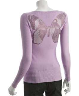 vil lilac cashmere butterfly v neck sweater   