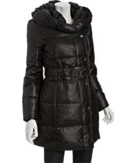 Via Spiga black quilted Mirella belted puffer down coat   up 