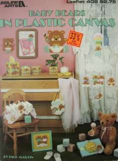 BABY BEARS IN PLASTIC CANVAS, Pattern Leaflet, Tissue Box Cover, Wall 