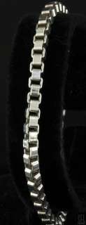 TIFFANY & CO. STERLING SILVER HIGH FASHION 4mm WIDE BOX LINK BRACELET 