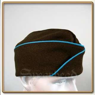   Cap in the Olive drab wool serge, with the infantry blue piping