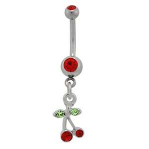 com 316L Implant Grade Surgical Steel Banana Double Gem Red with Mini 