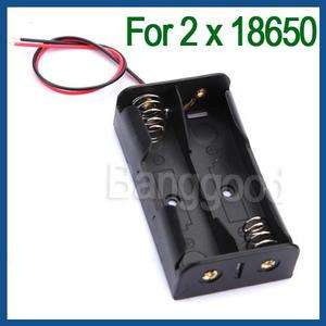 Black Plastic Battery Storage Case Box Holder for 2 x 18650 with 6 