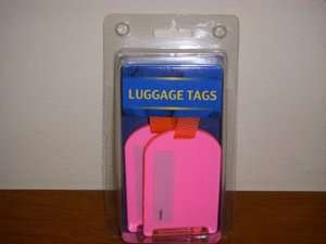 Lot of 2   Pink Neon Luggage Tags   NEW  Hard Plastic  