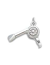 Sterling Silver Hair Blowdryer Charm with 18 Steel Chain