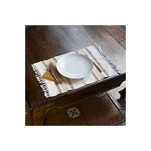 NOVICA Cotton placemat and napkin set, Earthen Heritage (set of 6 