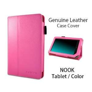  Genuine Leather Stand Case Cover (True Pink) for Nook Color / Nook 