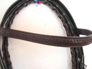 English Event hunt BRAIDED Bridle REINS Brown HORSE NEW  
