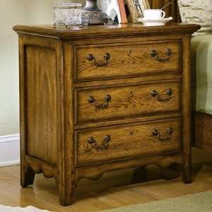   Three Drawer Nightstand In Distressed Chestnut Oak Furniture & Decor