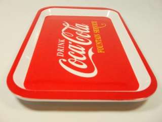 Red White Coca Cola plastic serving dinner rectangular plate tray 10 