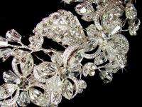   & Crystal Silver Wedding Bridal Hair Comb prom veil clip tiara 8111s