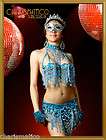 Charismatico Blue Samba Carnival Showgirl beaded bra and belt