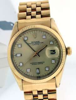 Rolex Oyster Perpetual Date 18k Yellow Gold Mens 34mm watch.  