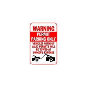   Vinyl Banner   Warning, Permit Parking Only, Vehicles 
