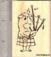 Guinea Pig playing bagpipes Rubber Stamp J12801  