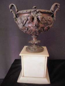 ORNATE ANTIQUE 19th CENTURY MARBLE AND BRONZE URN  