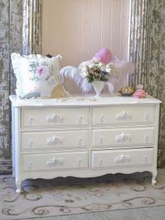 Shabby Cottage Chic 6 Drawer Dresser White French Roses Bedroom 