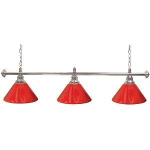   Premium 60 Inch 3 Shade Billiard Lamp Red and Silver