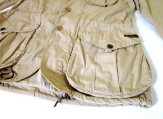 395 Ralph Lauren Polo Khaki Shearling Trim Wading Safari Cargo Jacket 