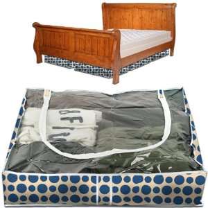  Set of 6 Under Bed Organizers   King Blue Polka Dot