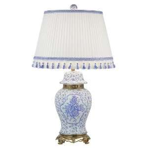  White Porcelain Floral Accented Table Lamp