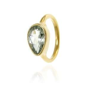  Gold ring with semi precious stone Green Amethyst Size 6 