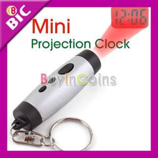 Mini LED Time Digital Projection Clock Light Keychain  