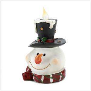 Snowman Flameless Faux Candle LED Light Up Statue Christmas  