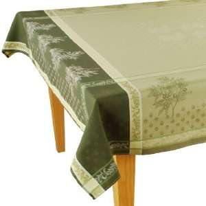   Green Jacquard 100% Woven Cotton Tablecloth 63 x 78