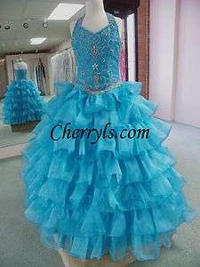 LITTLE ROSIE 377 sz 8 Turquoise GIRLS NATIONAL PAGEANT GOWN FORMAL 