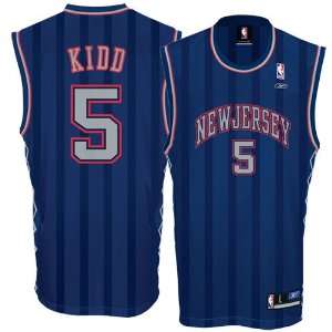Reebok New Jersey Nets #5 Jason Kidd Navy Replica Basketball Jersey 