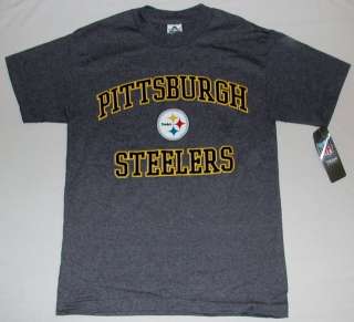PITTSBURGH STEELERS MENS T SHIRT NFL TEAM APPAREL CHARCOAL GRAY S M 